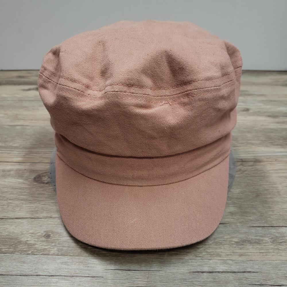 Ardene Hat Cap Fitted Womens One Size Pink Cotton Cadet Military Elastic Back